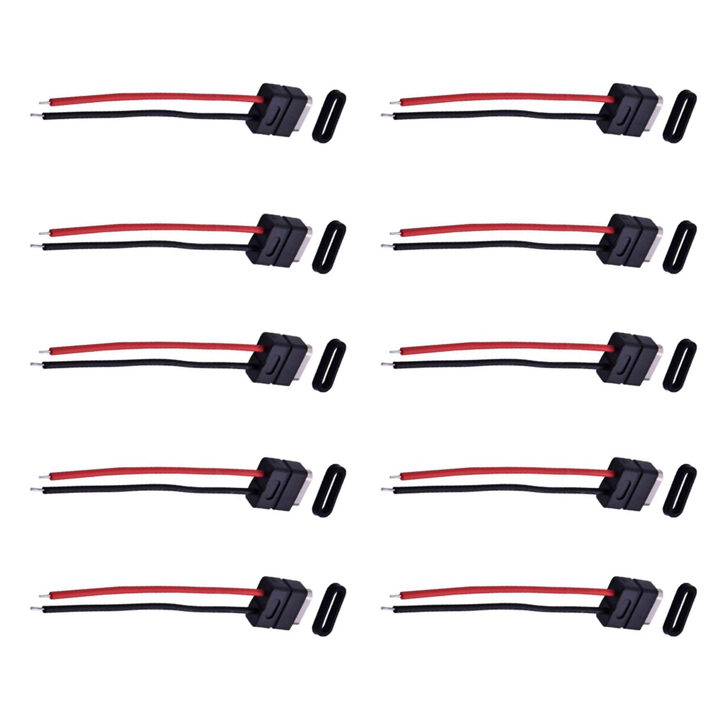 10PCS USB 2.0 Type-C Connector Welding Wire Waterproof Female Socket Charging