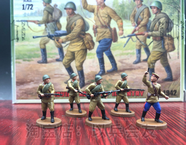 1/72 5Pcs World War II Soviet Infantry Model