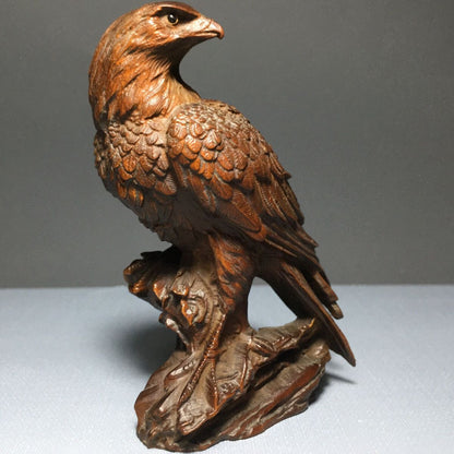 Decorative Sculpture Eagle Hawk Wooden Statue Modern Home Decor Wood Carving Art