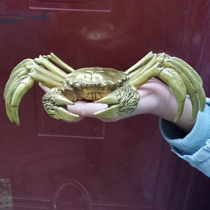 Big Brass Crab Statue Feng Shui Home Decor Figurine Collectibles