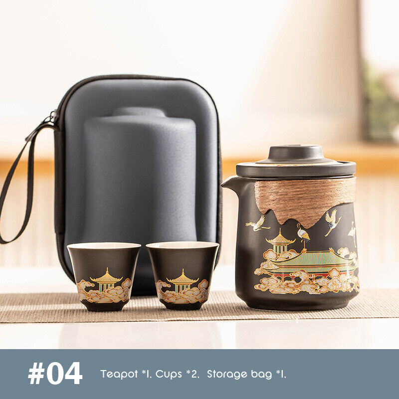 Outdoor Office Camping Tea Ceramic Set Porcelain Chinese Gongfu Tea Cup Set