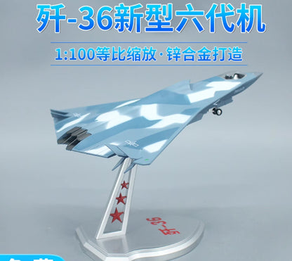1:100 CHINA J-36 The Sixth-generation Fighter Jet Diecast Military Plane Model
