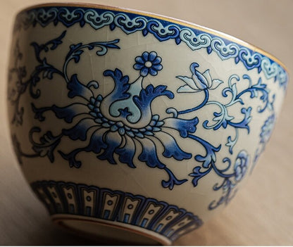 Portable Tea Set Travelling Bag Blue-and-white Porcelain Tea Cup Glass Pot Lid