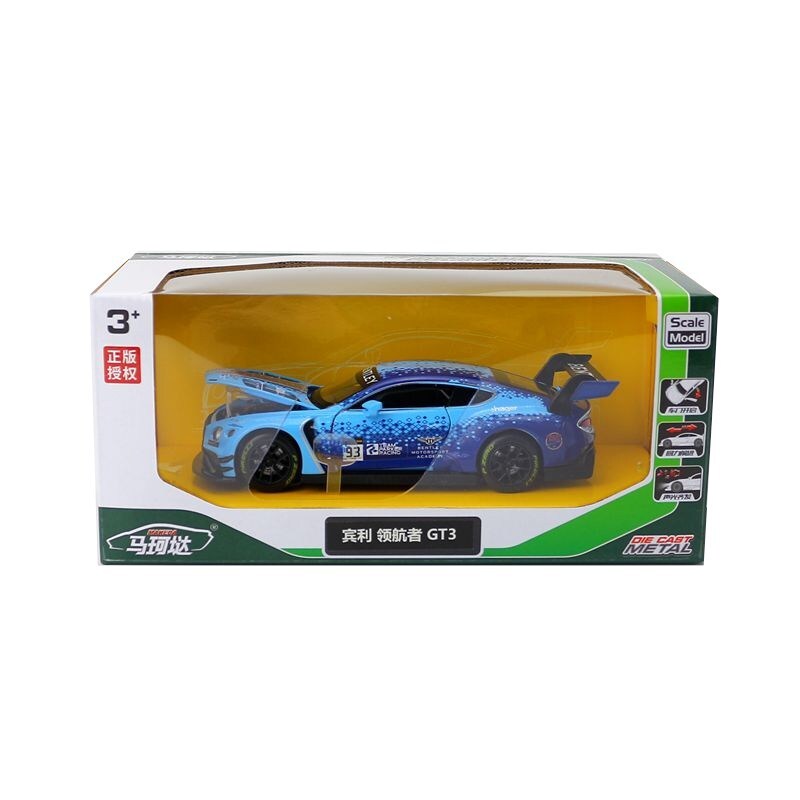 1:32 Diecast Bentley GT3 Racing Car Metal Car Model Toy Pull Back Sound Light