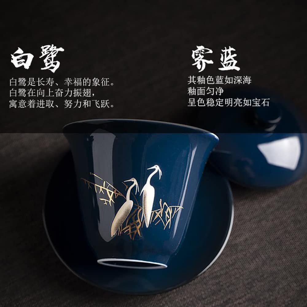 160ml Ceramic Gaiwan Bowl Kung Fu Tea Set Handmade Teacup Tureen Tea Decor
