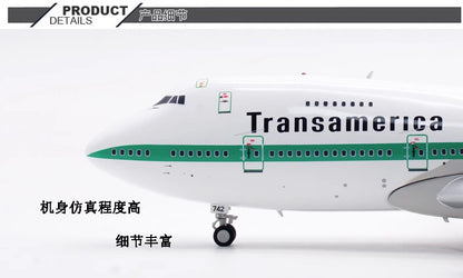 1:200 35CM InFlight Transamerica BOEING 747-200 Passenger Airplane Diecast Model