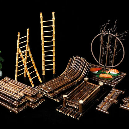 Bamboo Crafts Sushi Plates Japanese Korean Restaurant Sashimi Trays Dishes Decor