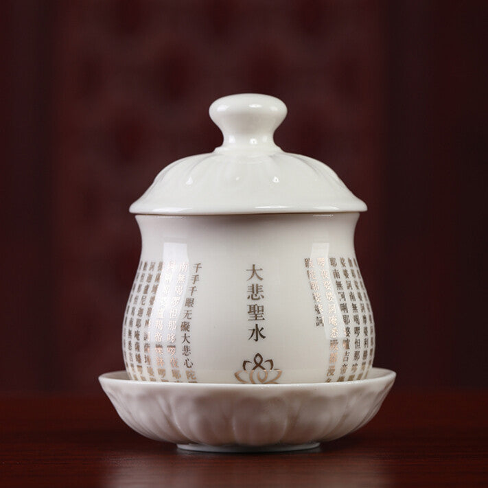 Great Compassion Mantra Ceramic Water Cup for Buddha's Front Tea Cup