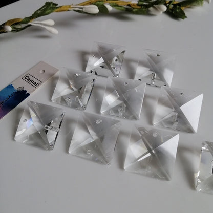 50pcs 18MM Clear Square Crystal Beads Prism Chandelier 2 Holes Home Decoration