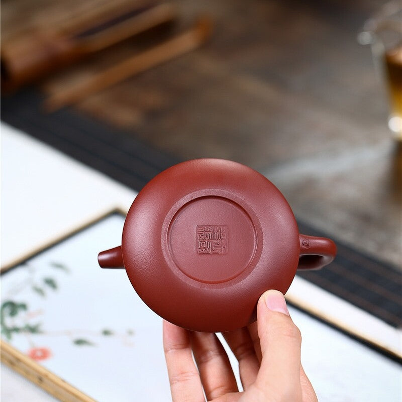 Tea Pot Handmade Carved Flower Design Real Yixing Zisha Dahongpao Clay Pot Mark