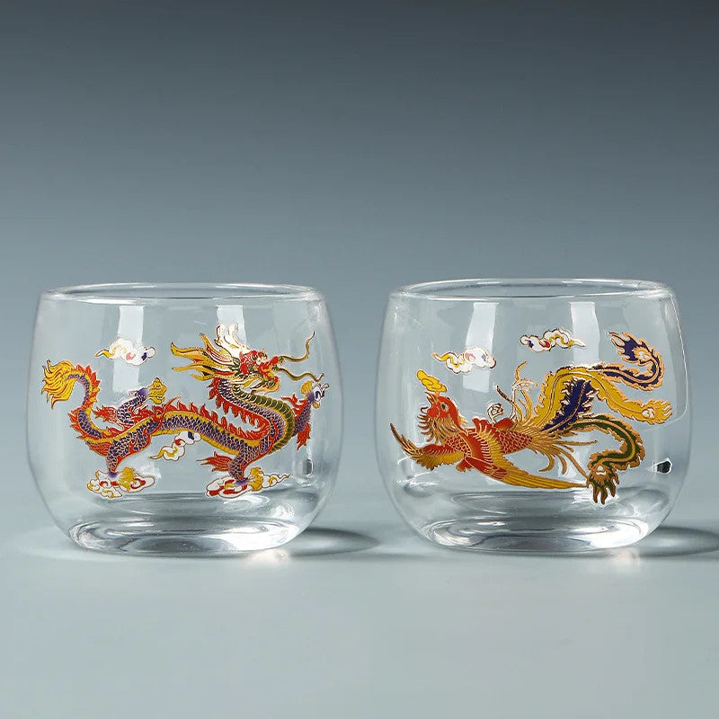 95ml Exquisite Glass Change Color Kung Fu Tea Cup Household Hand-drawn Guest Cup