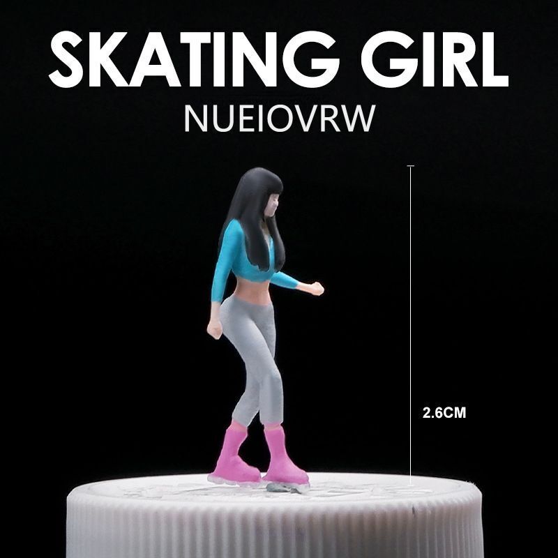 Figure Model City Roller Skating Girl Model For 1/64 Scale Model Car