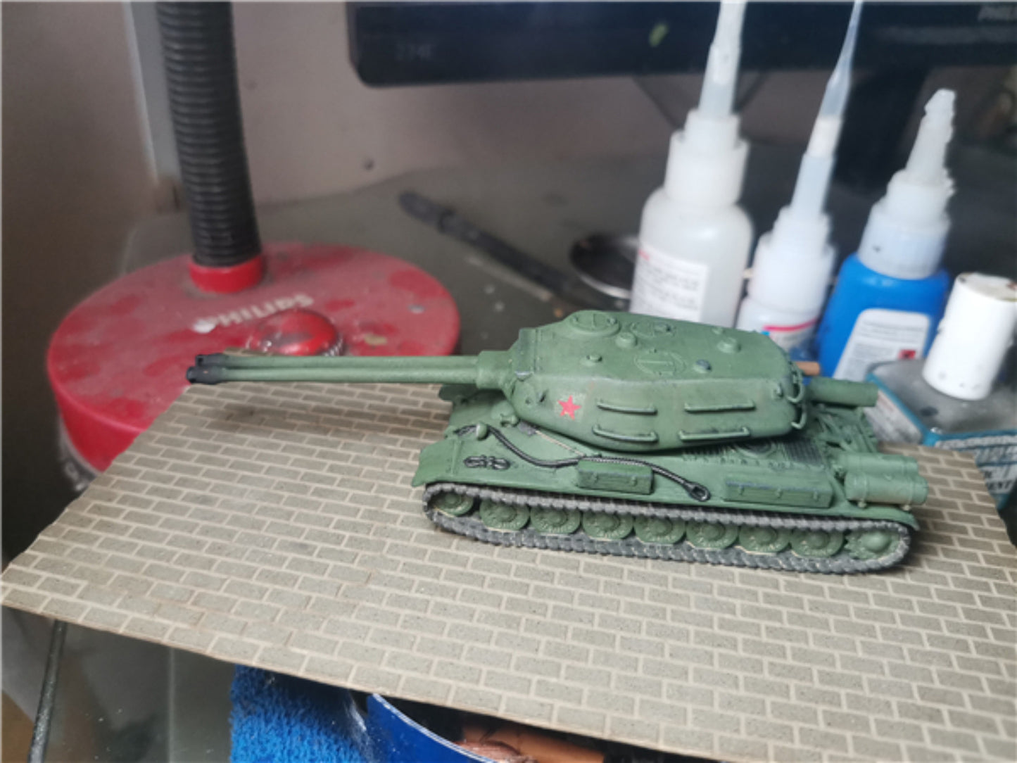 1:72 Scale WW II CCCP ST-II THE DOUBLE SHOTS Tank Model Painted Finished