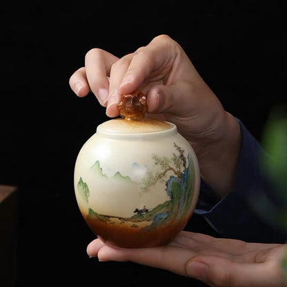 Creative Chinese Ceramic Tea Canister Coffee Jar Puer Tea Sealed Pot Tea Caddy
