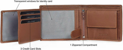 New Men's Brown Colour Leather Bi-fold Wallet Gift Item