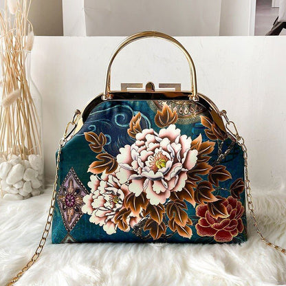 Shoulder Crossbody Bag Spring Flowers Bags Lock Shell Purse Vintage Bag Handbags