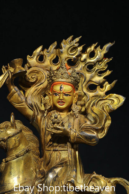 14" Old Tibet Copper Gilt Buddhism Palden Lhamo Deity Laksmi Buddha Sculpture