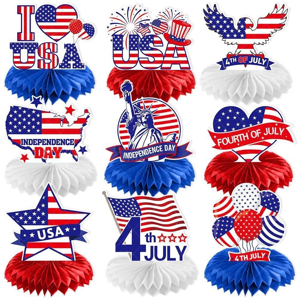 9pics 4th Of July Wreath Ornaments American Flag Decor Patriotic Home July Party