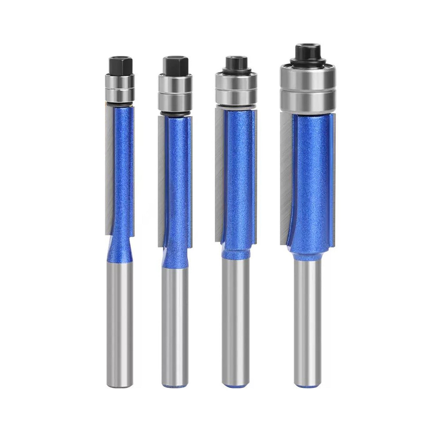 4pcs Router Bit Template Cutter 1/4" Shank Straight Woodwork Wood Flush Trim Set