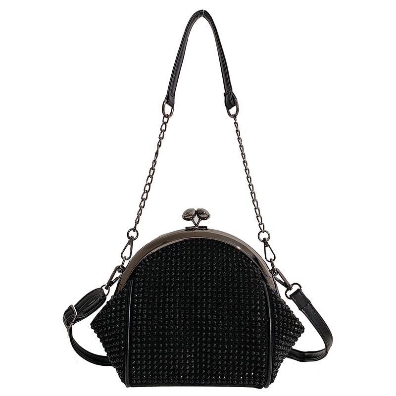 Shell Purse 19*22*13*6cm Crossbody Bag Small Kiss Lock Handbag Synthetic Leather