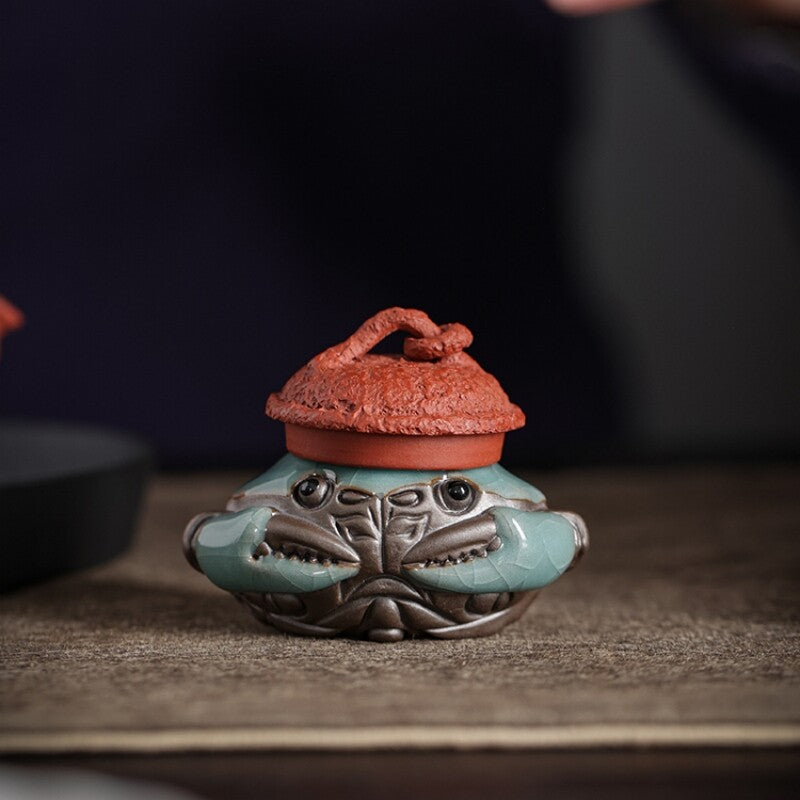 Crab Statue Small Size Yixing Zisha Crackle Glaze Porcelain Tea Pet Ornament New