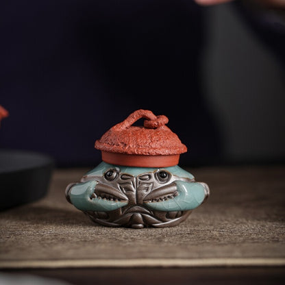 Crab Statue Small Size Yixing Zisha Crackle Glaze Porcelain Tea Pet Ornament New
