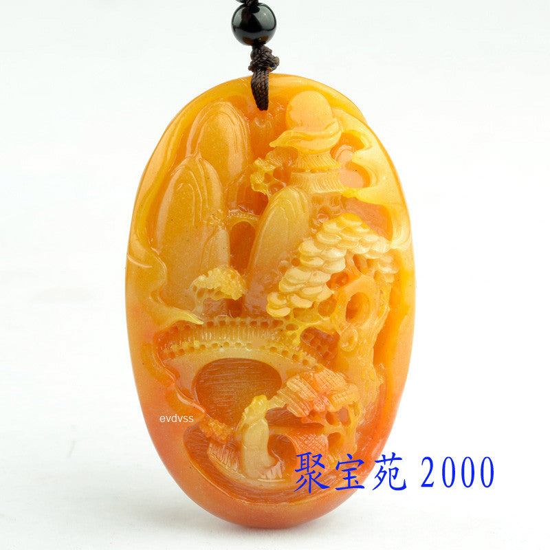 Chinese Antique Collection Huanglong Jade Landscape Artistic Conception