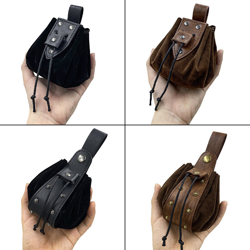 Medieval Vintage Waist Bag Hanging Belt Coin Purse Faux Leather Cosplay Props