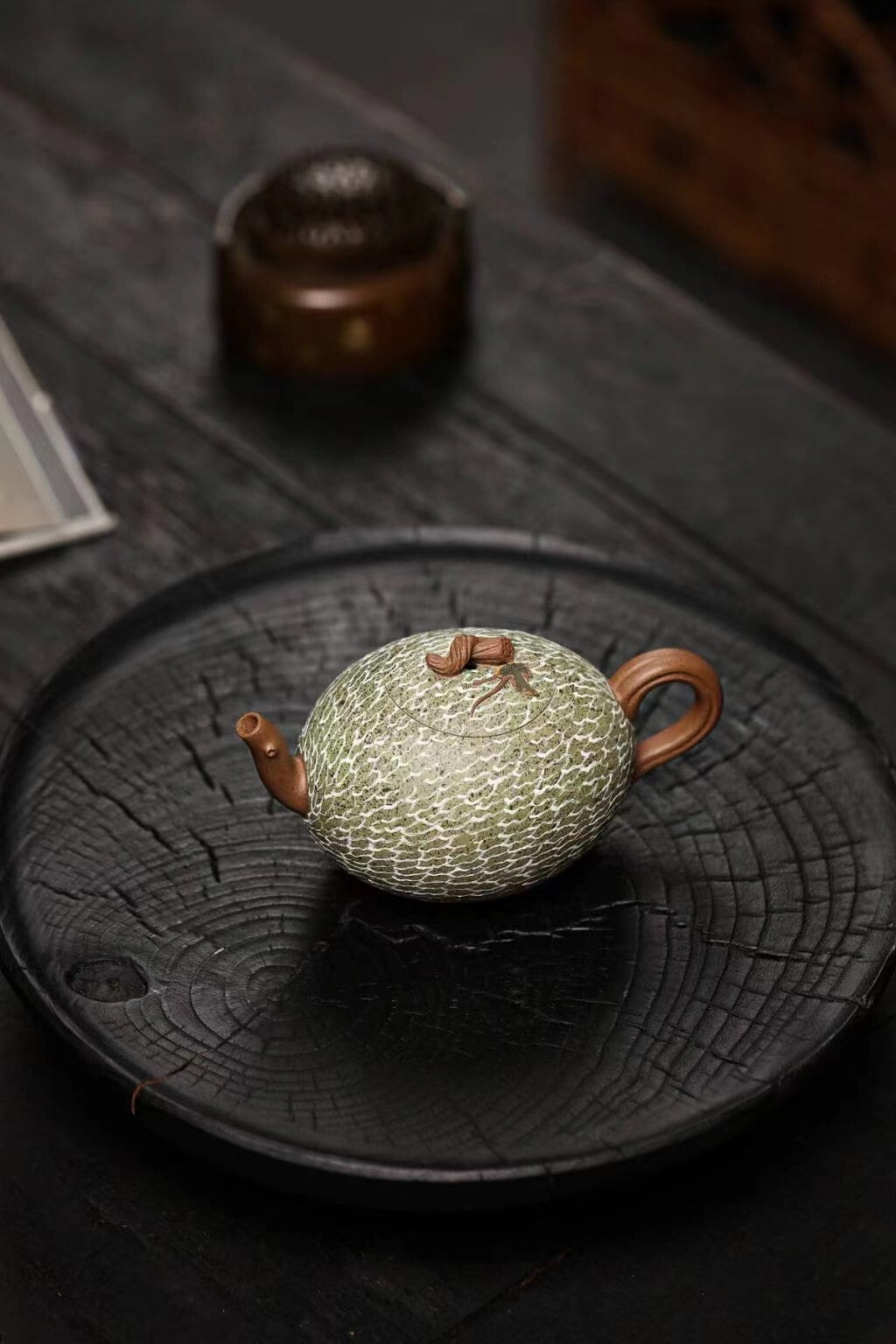 Set of 3pcs chinese Yixing Handmade Zisha teapot Duan clay Hami Melon Gongfu cup