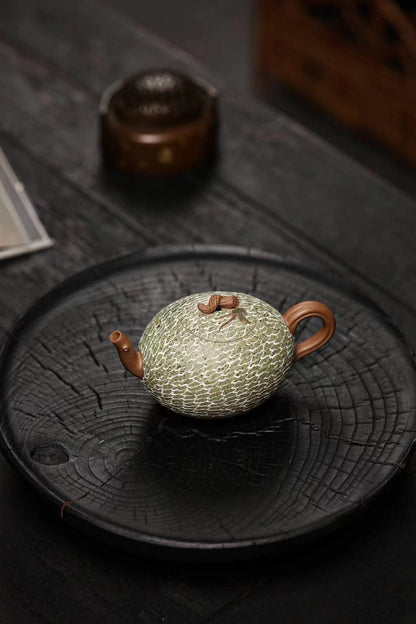 Set of 3pcs chinese Yixing Handmade Zisha teapot Duan clay Hami Melon Gongfu cup