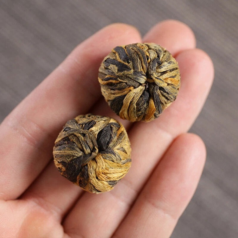 500g Organic Dian Hong Blooming Tea Ball Dragon Pearl Handmade Yunnan Black Tea