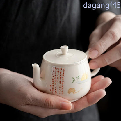 120ml Chinese Ceramic Handpainted Teapot Portable Tea Kettle Kungfu Teaware
