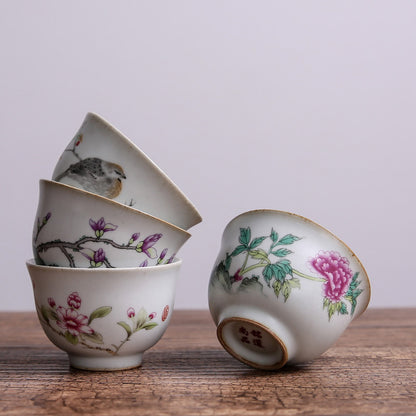 Antique Tea Cup Ruyao Kungfu Cup Of Tea Handpainted Master Cup Crackle Glaze New