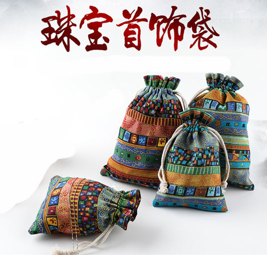 10pcs Retro Drawstring Linen Jewelry Storage Bags Pouch Purse Jewels Organizer