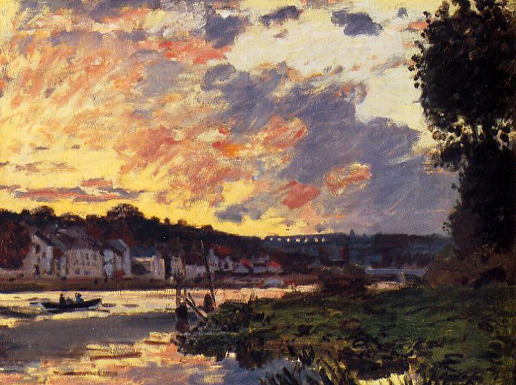Large Oil painting Claude Monet - The Seine at Bougeval, Evening canvas