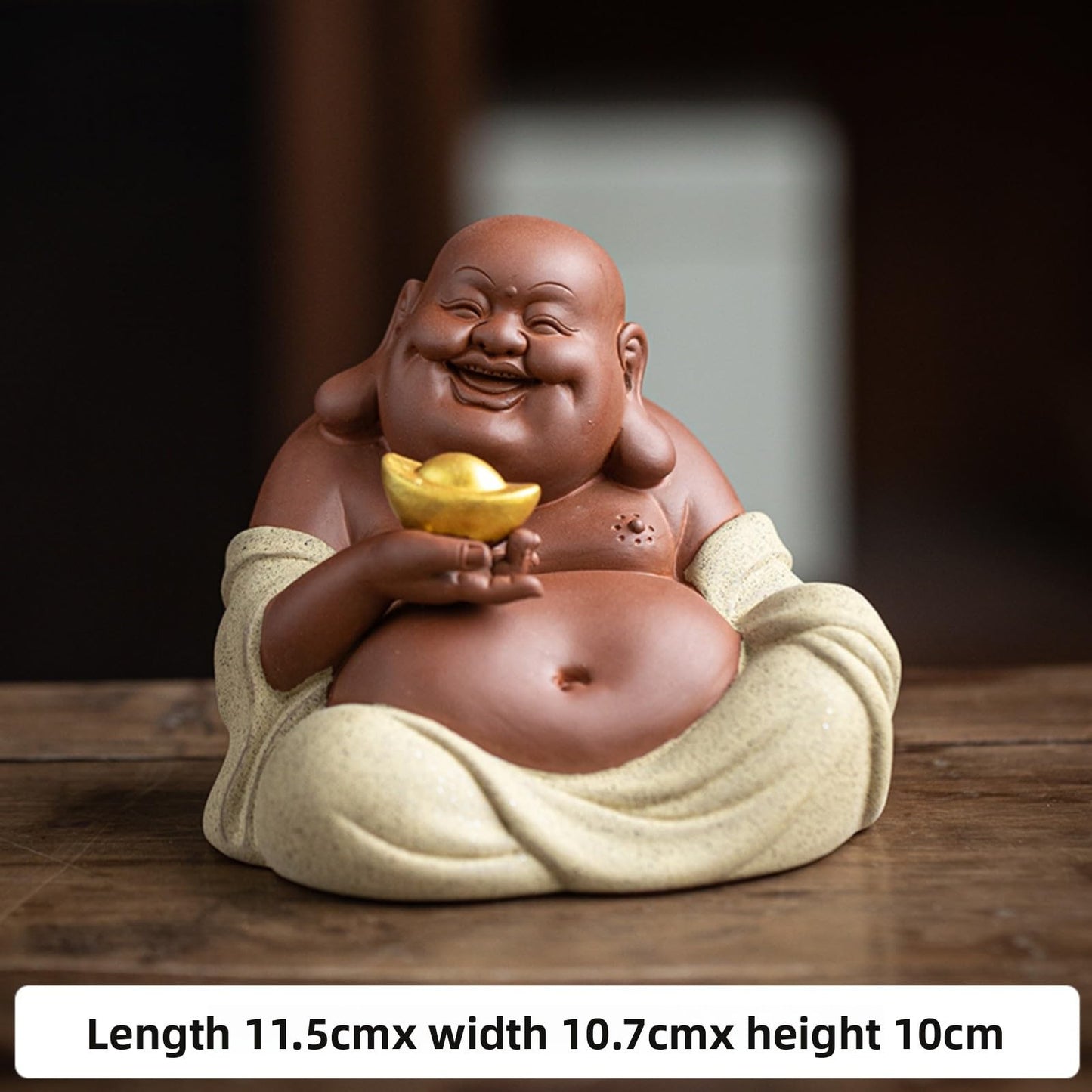 Chinese Maitreya Buddha Purple Sands Tea Pet 11.5cm Tea Play Kung Fu Tea Set