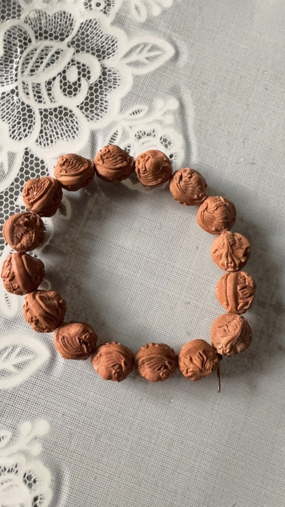 Natural Peach Pit Hand-Carved Goldfish Bat Bracelet Wenwan Beads Men Women