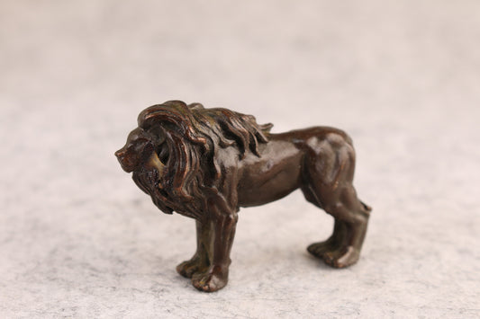 Mini Good stand Bronze lion leo Collection netsuke statue tea pet table decor