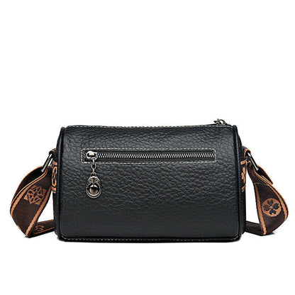 Genuine Leather Small Crossbody Bag Women's Zipper Shoulder Soft Plaid Purses
