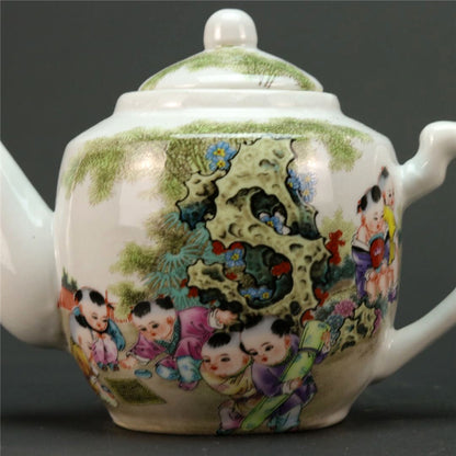 Jingdezhen Pink Character Child Picture Tea Pot