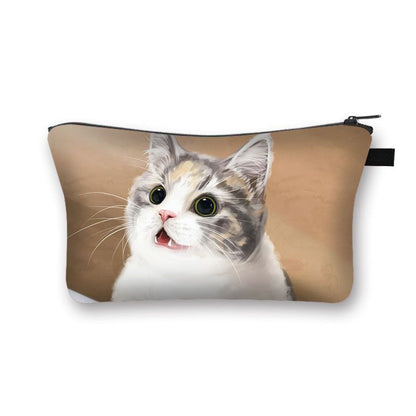 Cute Cat Print Cosmetic Traveling Makeup Bags Cosmetic Storage Purses 5*20*10 CM
