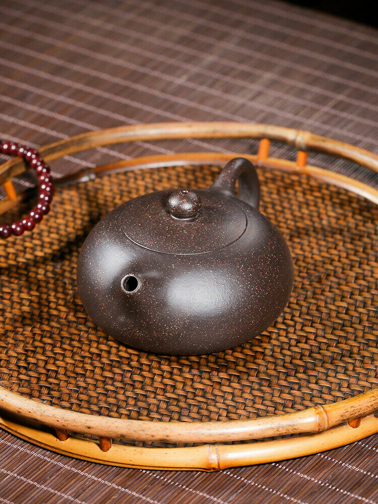 Marked Xishi Tea Pot Real Yixing Zisha Black Galaxy Clay Pot Handmade Ball Holes