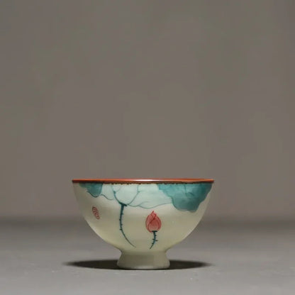 45ml Chinese Ceramic Teacup Personal Cup Hand Painted Lotus Tea Bowl Master Cup
