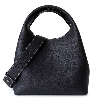 Contrast Real Leather Tote Handbag Purse Bucket Shoulder Bag Hobo w/ Zip Bag