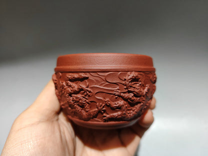 Chinese Yixing Zisha Clay Handmade Exquisite Dragon Pattern Cups