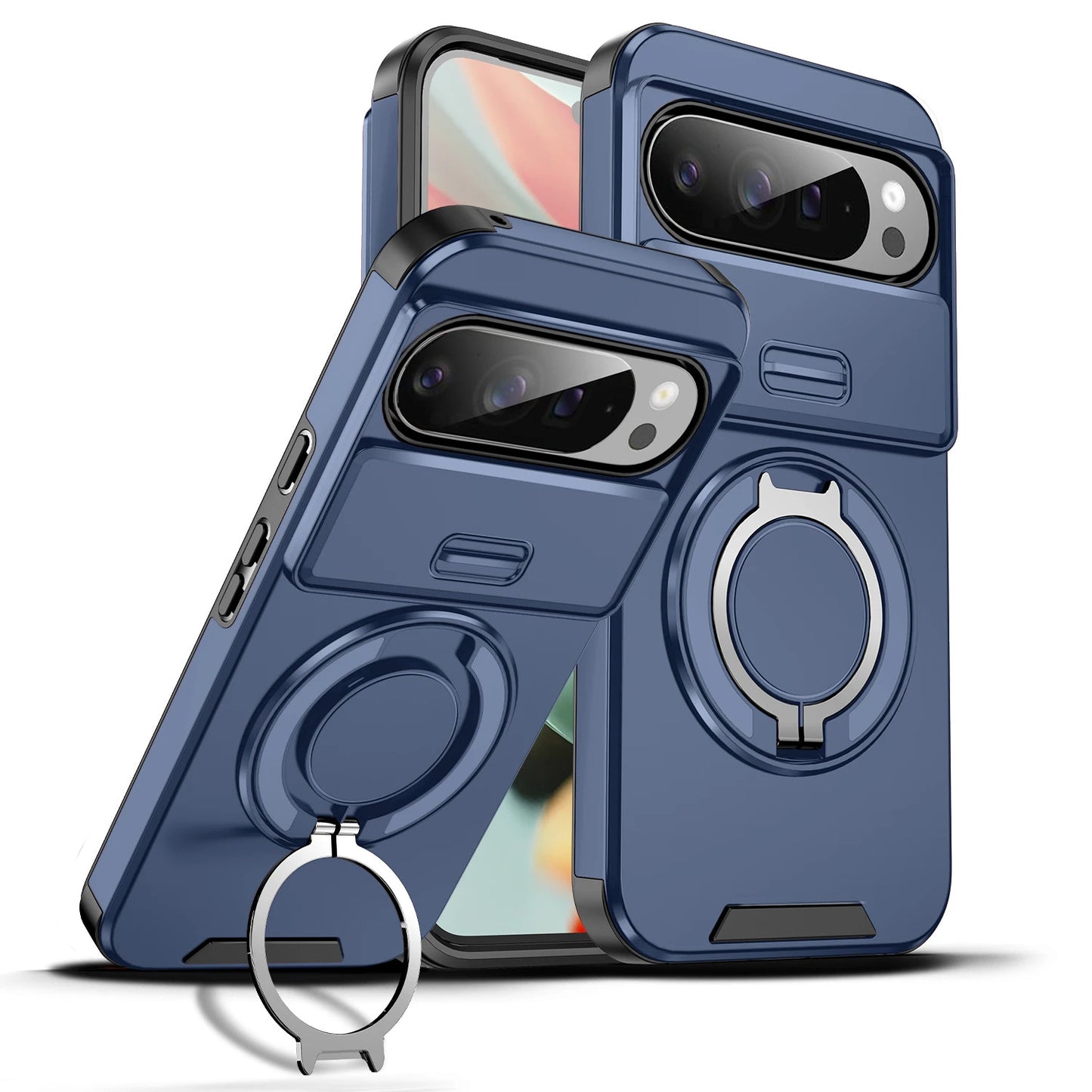 For Google Pixel 11Pro XL/10Pro XL Slide Camera Cover Ring Stand Protective Case