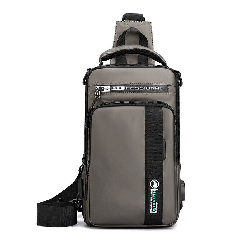 Backpack Chest Pack Shoulder Bag with USB Charging Port Nylon Cross body Bags