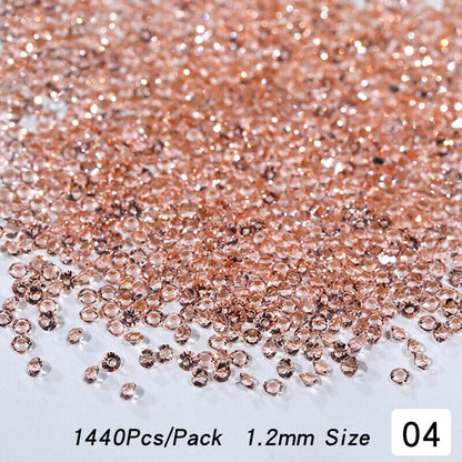 1440pc/bag Crystal AB Gold 3D Flat Back Crystal Nail Art Rhinestones Decoration