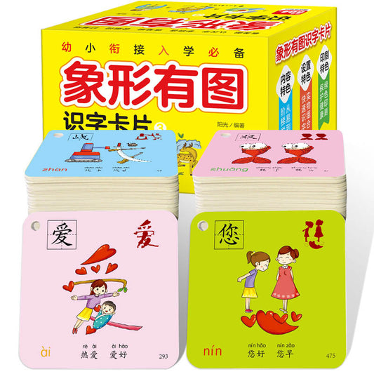 504pcs Chinese hanzi card Pictographic literacy pinyin book for kids 象形有图识字卡3