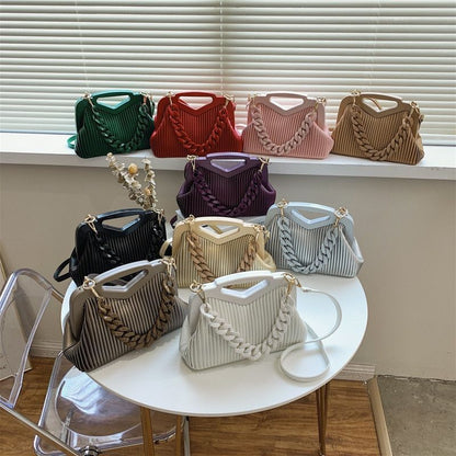 Acrylic Handbag Chain Shoulder Bag Synthetic Leather Crossbody Clutch 30*19*11CM